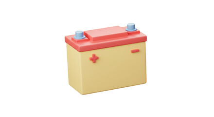 Isolated Car Battery with Red and Yellow Casing