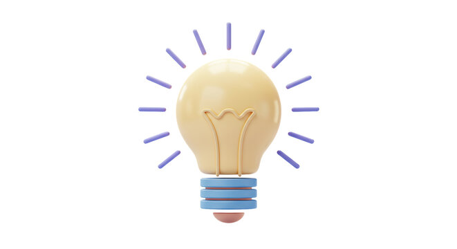 Isolated Glowing Light Bulb Symbolizing Idea Generation