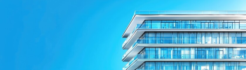 Obraz premium Modern Glass High-Rise Building Blue Sky