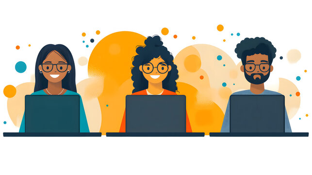 Online event coordinator skillfully managing live engagement with an enthusiastic audience illustration