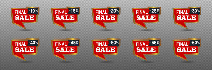 Set of discounts and mega sales banner price tag. Vector EPS10