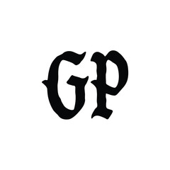 GP monogram logo design letter text name symbol monochrome logotype alphabet character simple logo