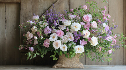 Floral Arrangement With Roses And Delphinium