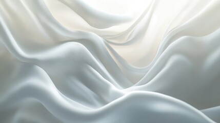 Obraz premium Soft White Fabric Flowing in Gentle Waves with Light Highlighting Texture and Depth