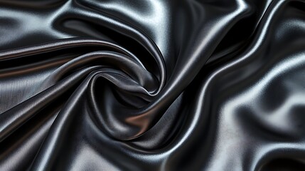 Fototapeta premium Dark gray silk fabric with elegant folds and swirls.