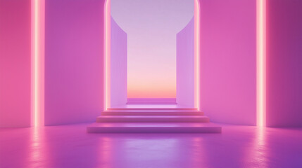 3d render of a pink stage