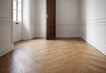 Fototapeta premium Herringbone Wood Floor in Elegant Room Interior