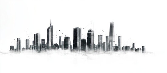 Obraz premium Skyline Cityscape Emerging From Fog