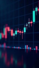 Candlestick chart showing bearish trend with downward slope, economy, graph, market