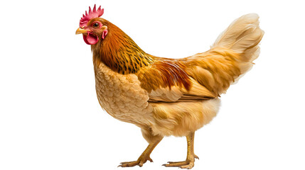 Fototapeta premium A classic laying hen that lays eggs, a chicken with an orange appearance and large feathers, a classic farm and domestic animal, the hen.