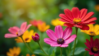 Fototapeta premium A close-up shot of colorful Australian native flowers blooming in a garden, environment, indigenous
