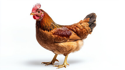Fototapeta premium a close-up shot of a healthy hen with vibrant brown feathers and a red comb