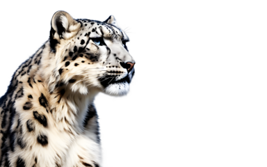 Snow Leopard isolated on a empty plain background