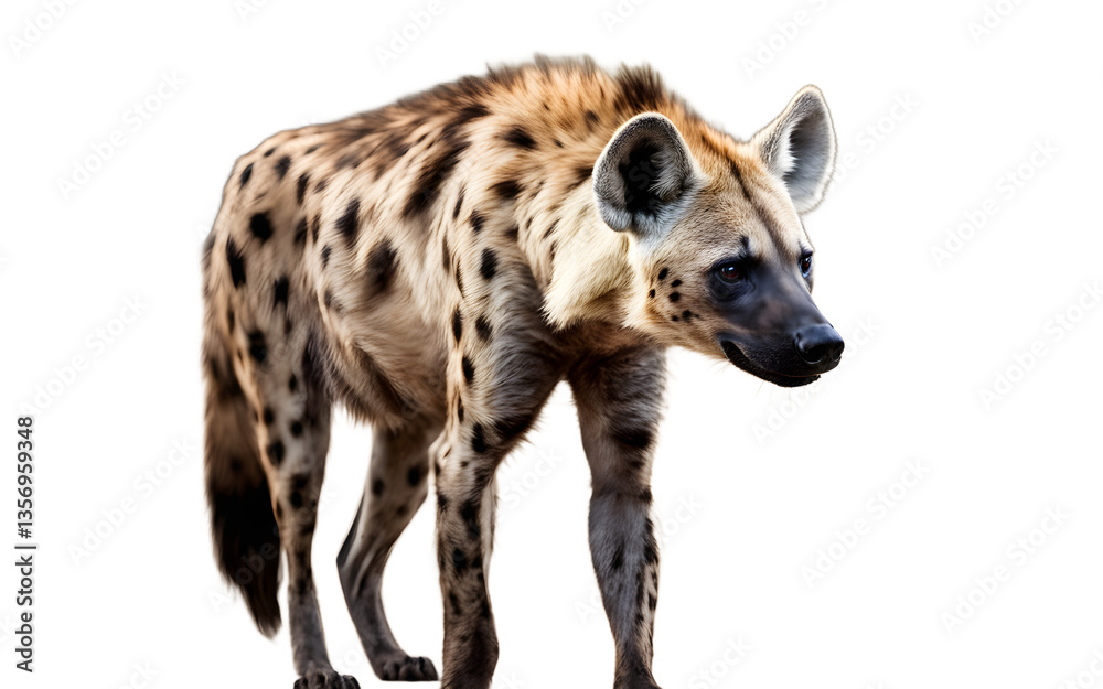 Poster spotted hyena isolated on a empty plain background