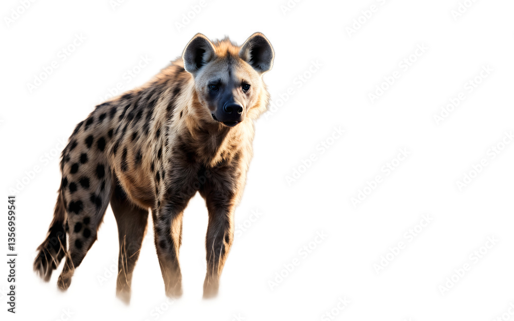 Poster spotted hyena isolated on a empty plain background