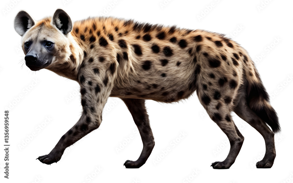 Poster spotted hyena isolated on a empty plain background