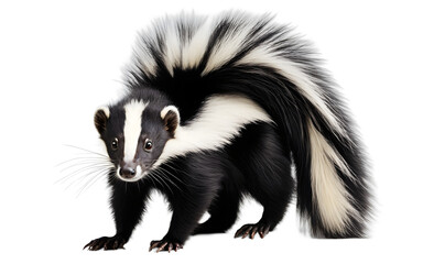 Fototapeta premium Striped Skunk isolated on a empty plain background