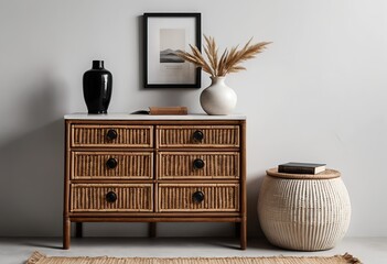 Rattan Chest of Drawers with Modern Home Decor