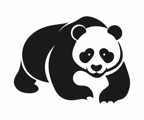  simple, black and white silhouette of a panda lying down, perfect for branding, children's products, or educational materials.