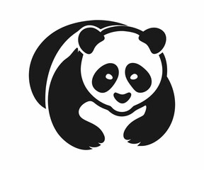  simple, black and white silhouette of a panda lying down, perfect for branding, children's products, or educational materials.