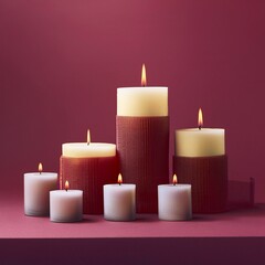creative beautiful candles background, copy space for for use in meditation; and peace of mind concept
