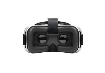 Realistic front view of modern VR headset on transparent background showcasing virtual reality technology for immersive experiences and gaming adventures