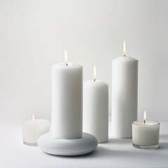 creative beautiful candles background, copy space for for use in meditation; and peace of mind concept

