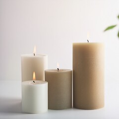 creative beautiful candles background, copy space for for use in meditation; and peace of mind concept

