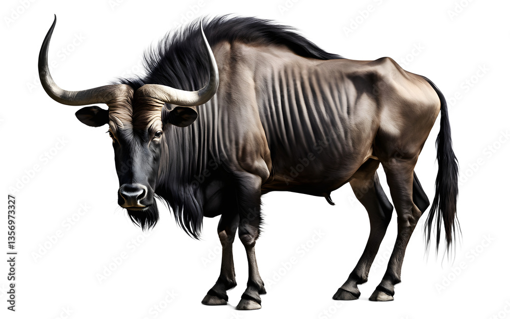 Poster Wildebeest isolated on a empty plain background