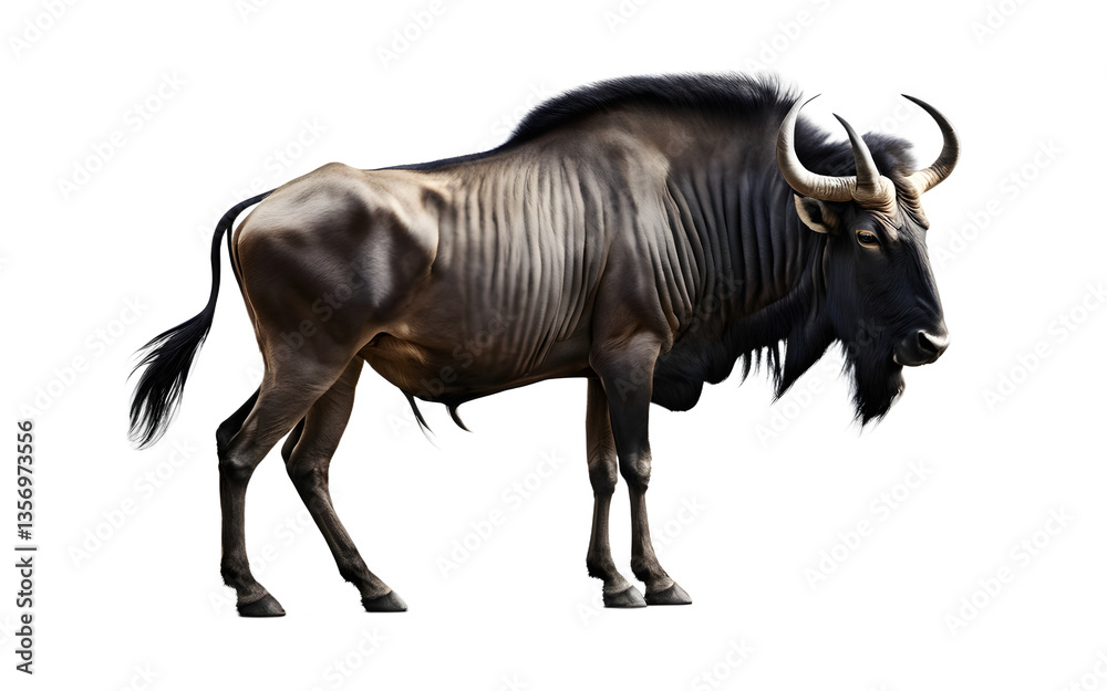 Poster Wildebeest isolated on a empty plain background