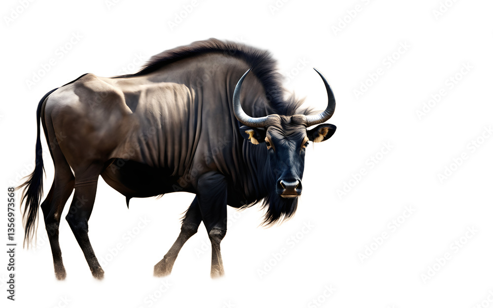 Poster Wildebeest isolated on a empty plain background