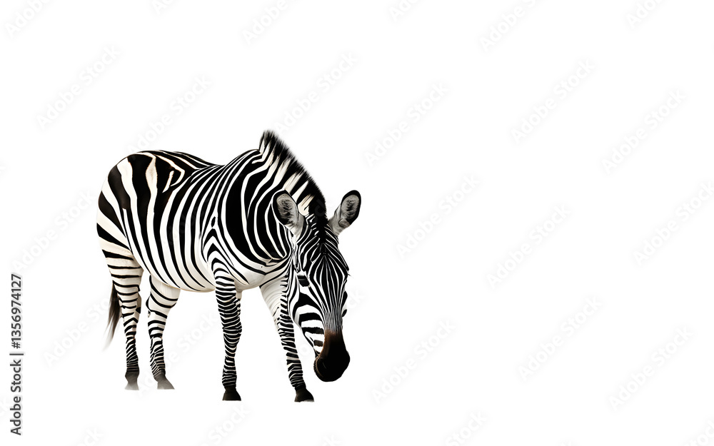 Poster Zebra isolated on a empty plain background