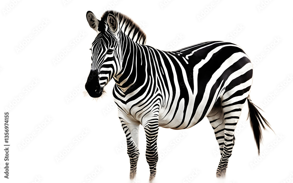 Poster Zebra isolated on a empty plain background