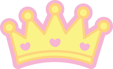 Cute Princess Crown Icon   Pink and Yellow Royal Tiara Vector © PrimeLayouts
