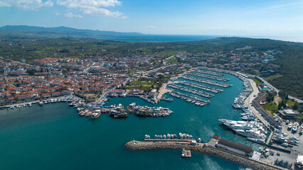 Fototapeta premium Sigacik Marina Drone Photo, Aegean Sea Cittaslow City Seferihisar, Izmir - Turkey