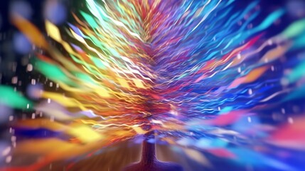 Fototapeta premium Person connected to a network of colorful flowing light streams