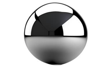 Beryllium metal sphere with a light gray tone, isolated on a empty plain background