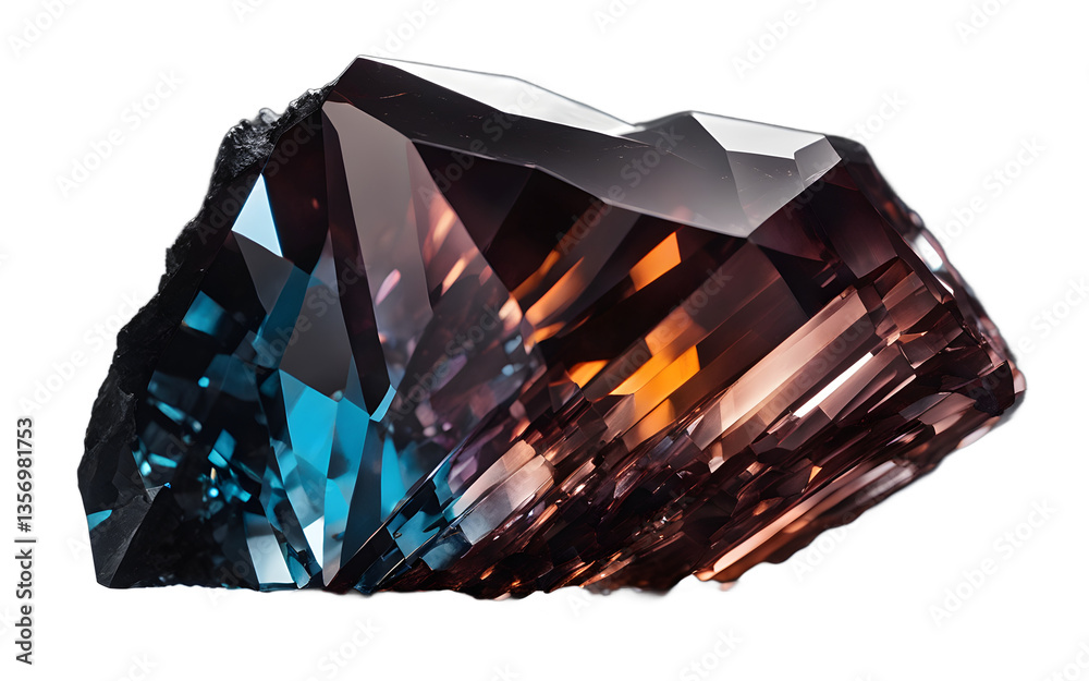 Poster boron crystal in a dark, almost black jagged form, isolated on a empty plain background