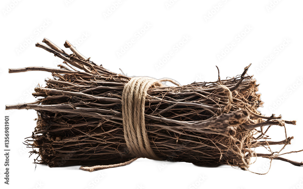Aufkleber Bundle of twigs tied together with twine, isolated on a empty plain background