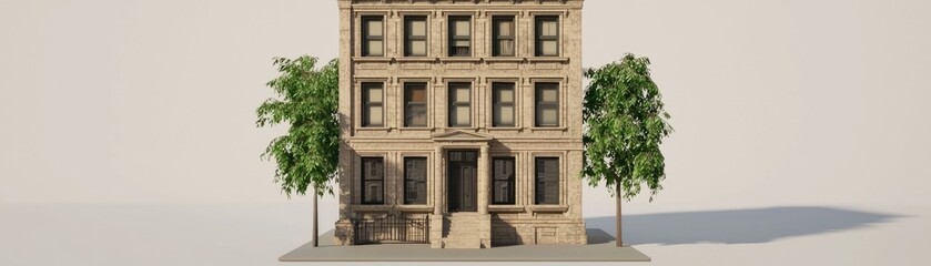 Fototapeta premium Classic City Building with Trees