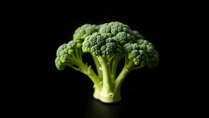 Organic broccoli on black background
