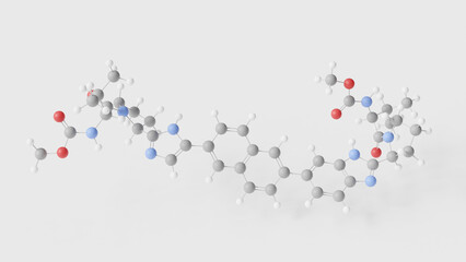 ravidasvir molecule 3d, molecular structure, ball and stick model, structural chemical formula antiviral agent