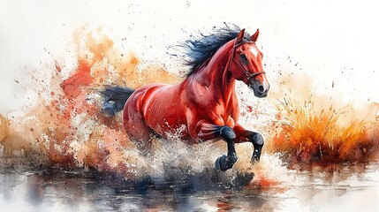 portrait of a horse in aquarelle style
