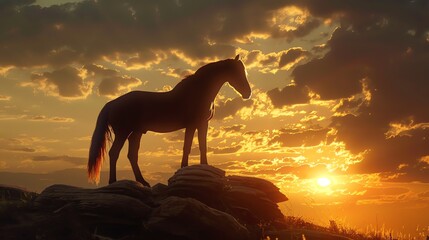 horse at sunset