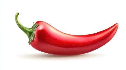 A fresh red chili pepper with green stems, isolated on a transparent white background