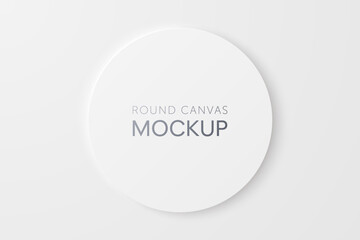 Vector mockup of a white clean round canvas. Ideal for showcasing round artwork, logo, poster, design element. White blank button.