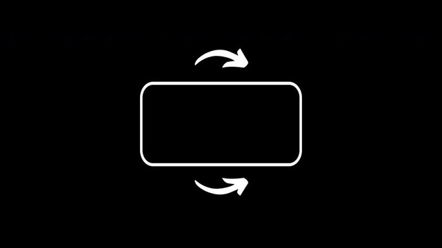 Rotate phone with White rectangle and rounded corners and two white arrows suitable for presentations, infographics, web design, and instructional materials to indicate direction.