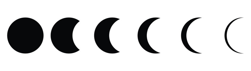 Moon Lunar Phases vector, lunar cycle icon set 