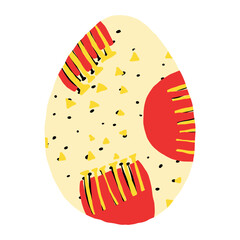 Easter egg drawn in modern style. Easter egg decorated with orange flowers. Flat style illustration. Easter celebration and spring holiday concept. Happy Easter

