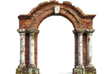 Obraz premium Antique brick archway isolated on white. 